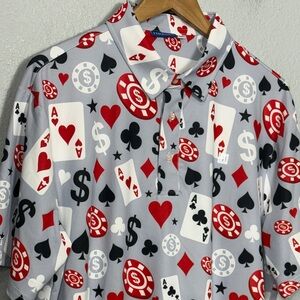 Hreski Men's Casino Print Golf Polo